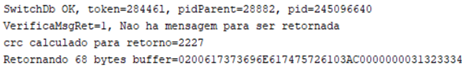 Log gerado no processo filho
