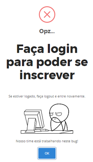 Imagem de erro apresentada ao usuário