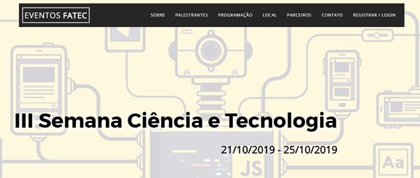 Página de usuário do sistema Eventos Fatec
